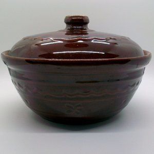 Vintage Marcrest Daisy Dot 1qt Covered Casserole Warm Colorado Brown 8.5"